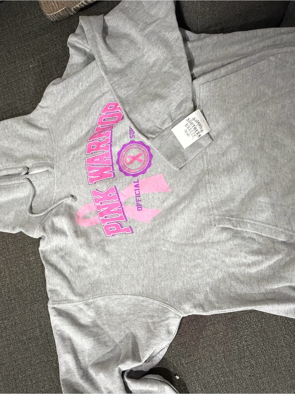 Izod Light Gray Hoodie with Pink 'Pink Warrior' Graphic